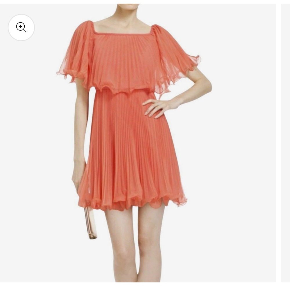 BCBGMAXAZRIA Galia Shalom Sunburst Pleated Dress